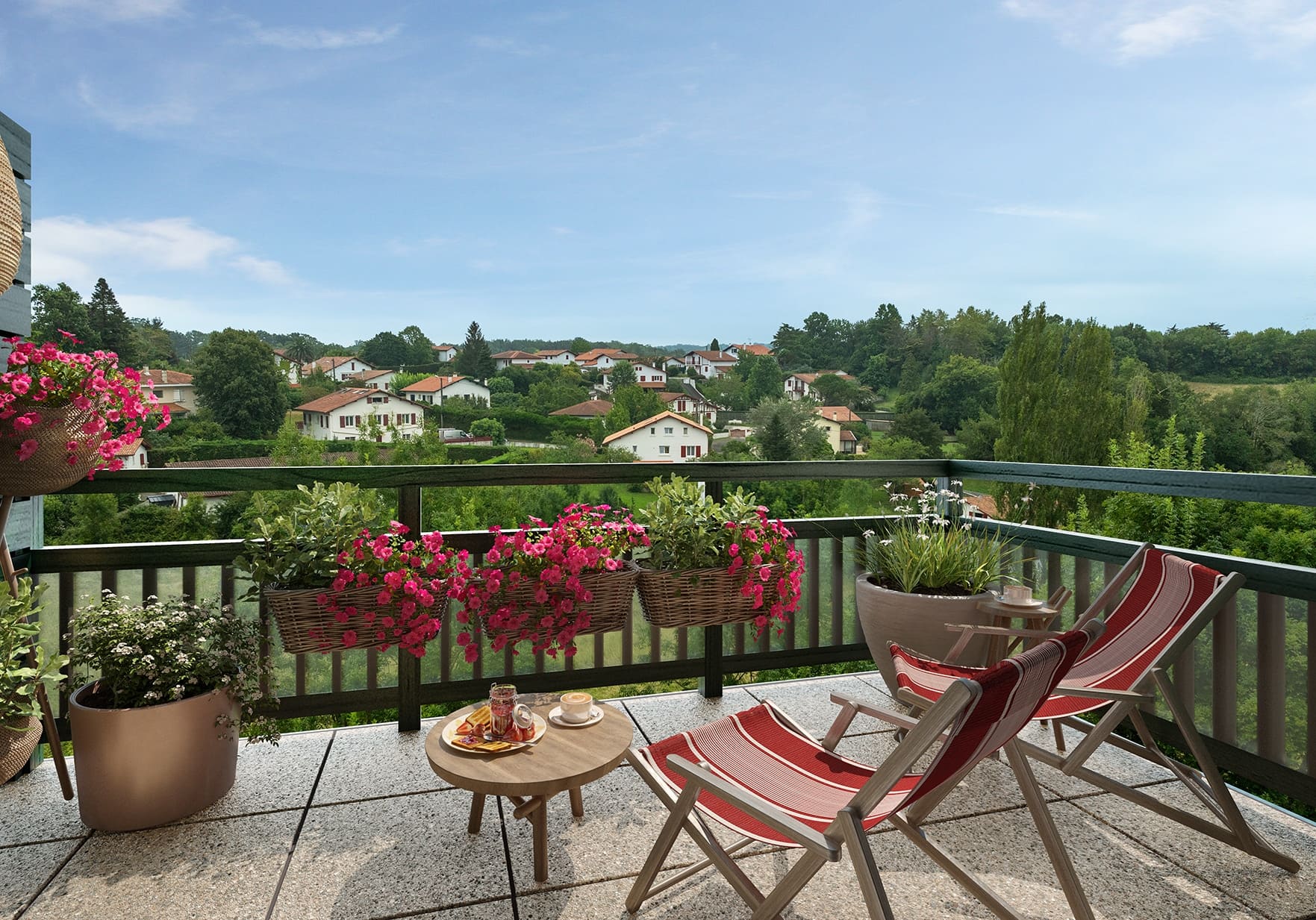 Résidence Baketsua terrasse perspective Aedifim projet immobilier Pays Basque