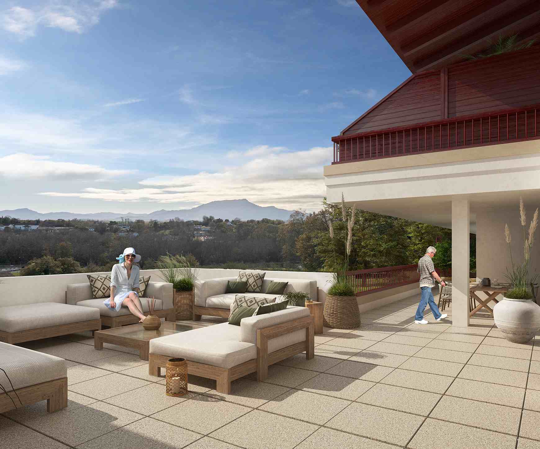 Terrasse aménagée résidence Zagartzea optimisation espace extérieur